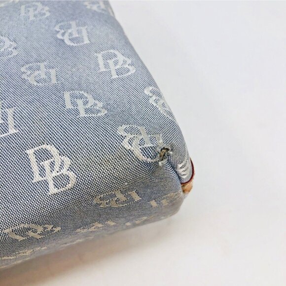 Dooney & Bourke Purse Gray Canvas Handbag Tan Leather Shoulder Strap Hobo Bag - Picture 10 of 12